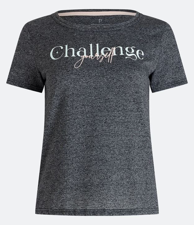 Camiseta Esportiva em Meia Malha com Estampa Lettering Challenge Yourself Cinza 5