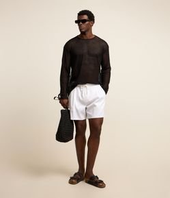 Bermuda com Cós Elástico e Textura Canelada