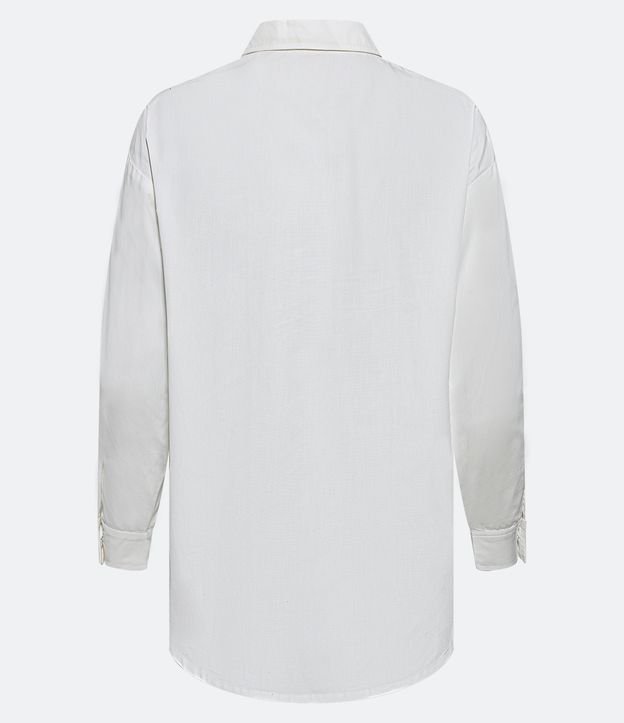 Camisa Manga Larga en Tricolina con Textura de Agujeritos Off White 7