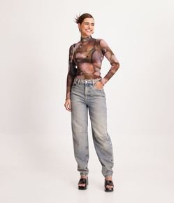 Calça Balloon Jeans com Cintura Alta