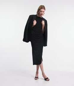 Vestido Alongado Sem Manga em Meia Malha com Brilho