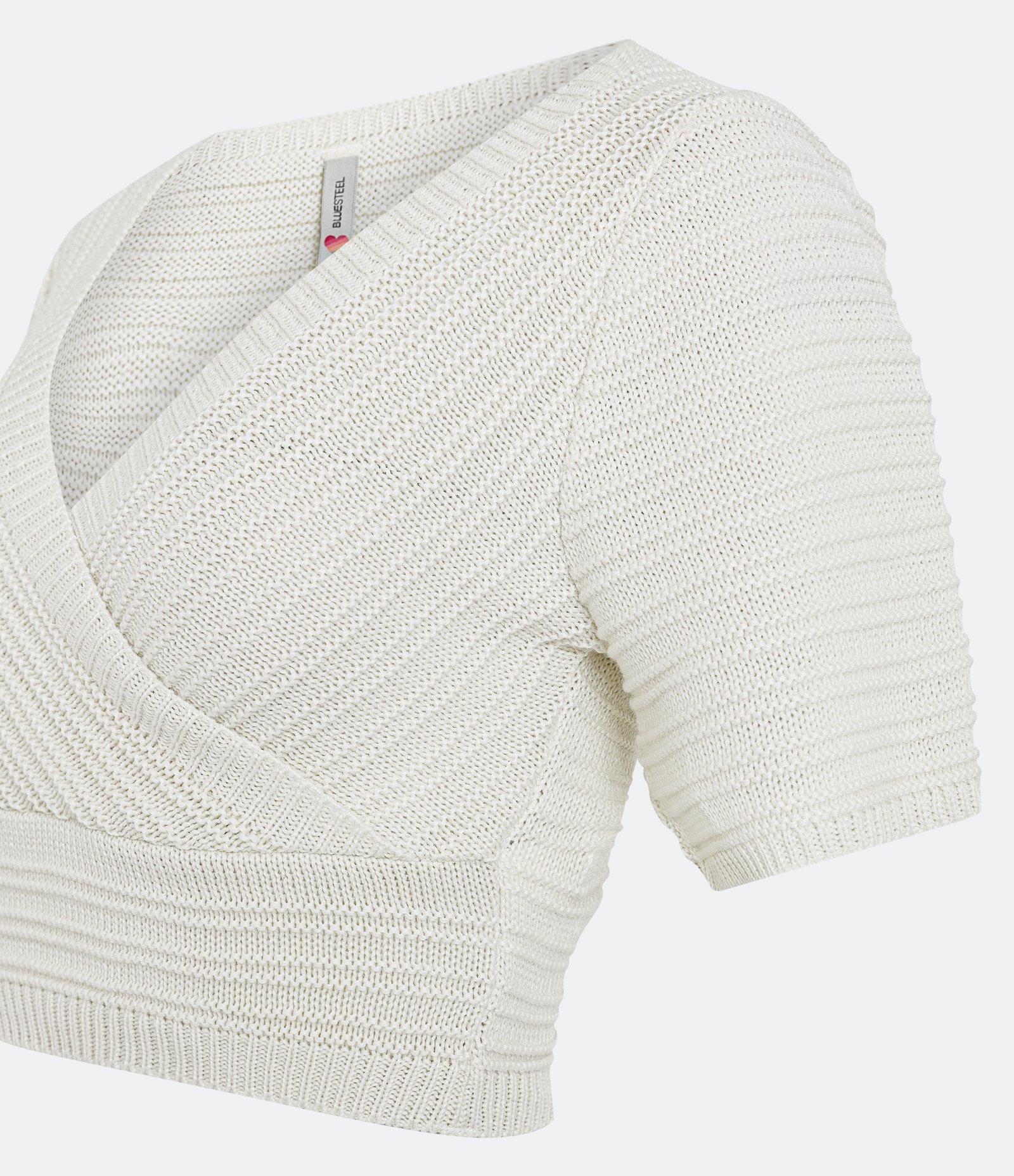 Blusa Cropped em Tricô com Ponto Diferenciado e Manga Curta 6