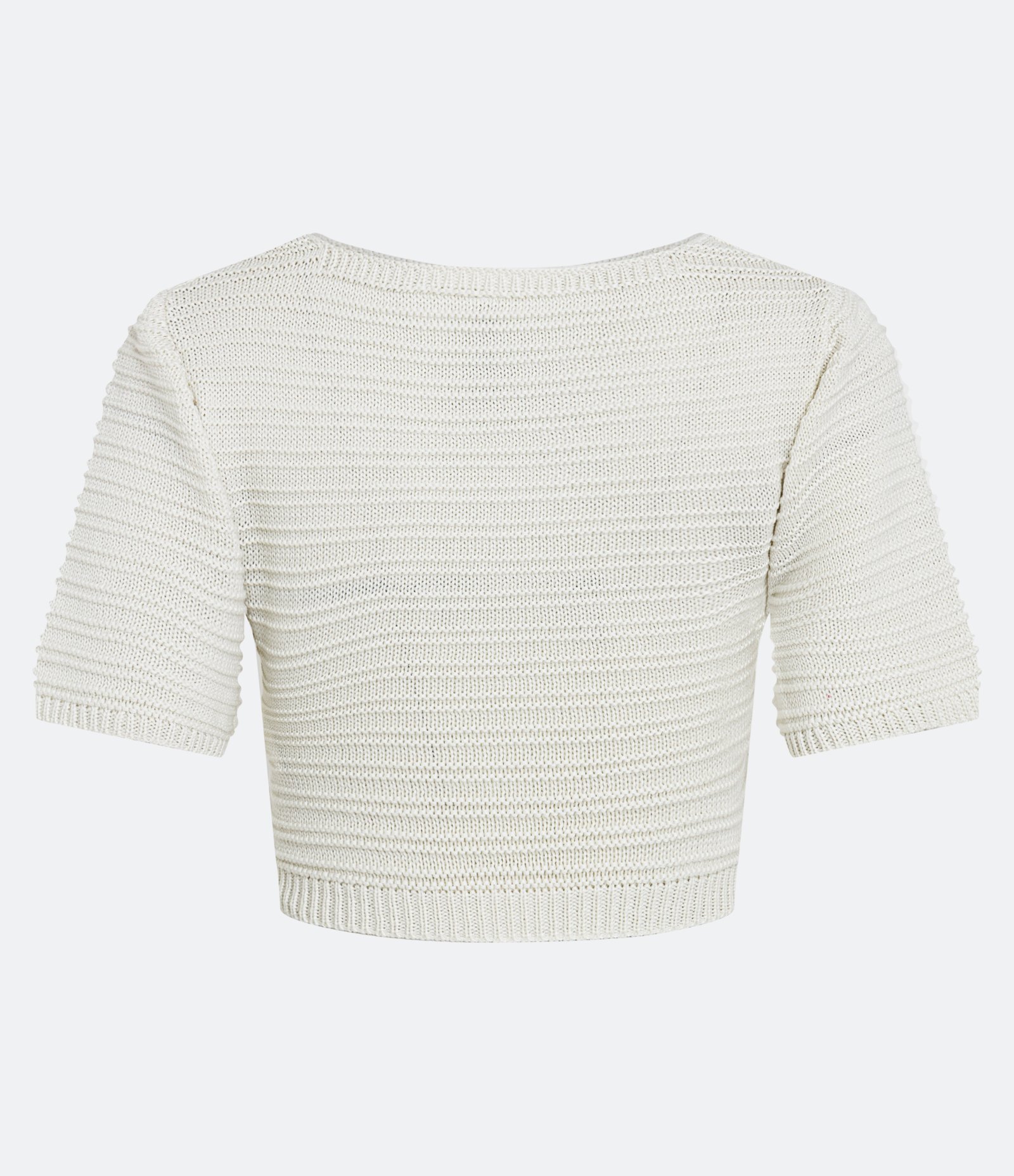Blusa Cropped em Tricô com Ponto Diferenciado e Manga Curta 7