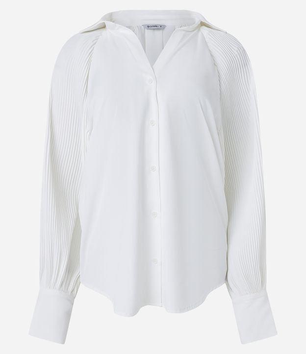 Camisa em Crepe com Manga Longa Plissada Off White 7
