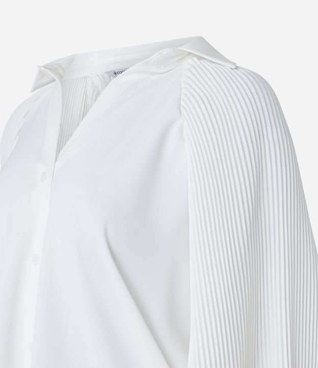 Camisa em Crepe com Manga Longa Plissada Off White 8