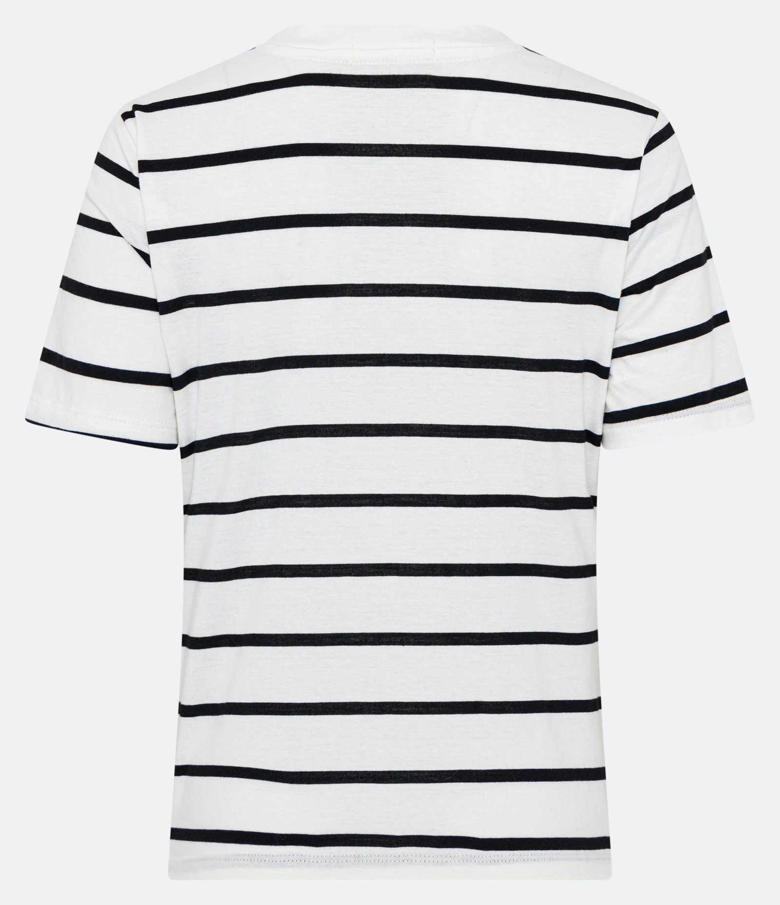 Camiseta Meia Malha com Decote V e Listras Branco 7