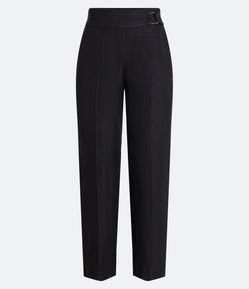 Calça Reta Alfaiatada com Fivela e Frisos