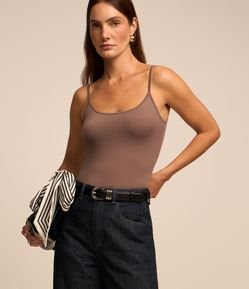 Blusa Básica em Poliamida com Alças Finas