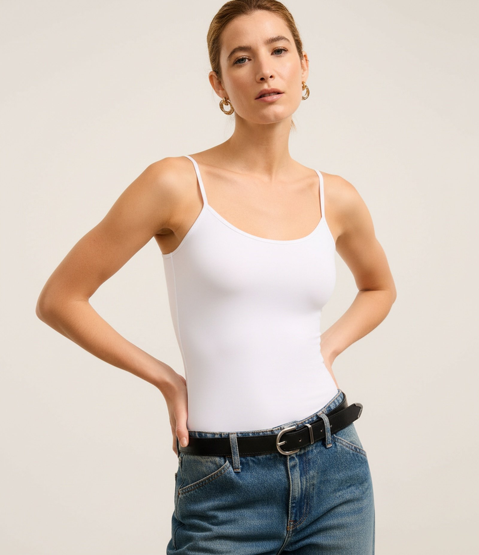 Blusa Básica em Poliamida com Alças Finas Branco 3