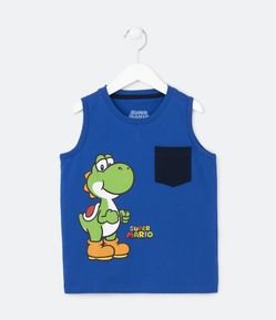 Regata Infantil com Bolsinho e Estampa Yoshi - Tam 3 a 8 Anos