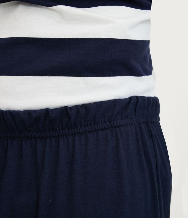 Pijama Longo em Algodão com Estampa Listrada Azul/ Branco 4