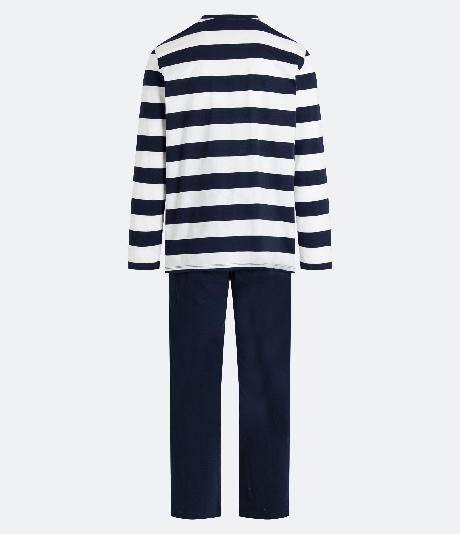 Pijama Longo em Algodão com Estampa Listrada Azul/ Branco 6