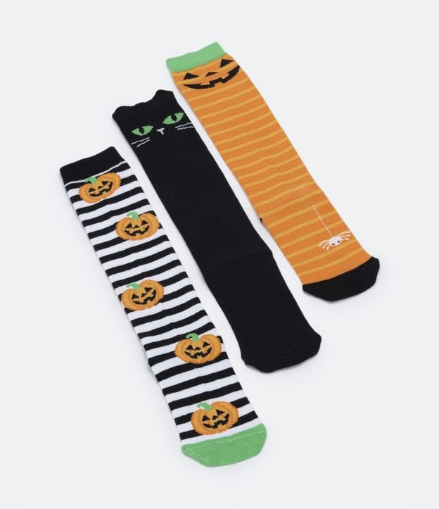 Kit 03 Meias Infantis Estampa Halloween - Tam 19 ao 34