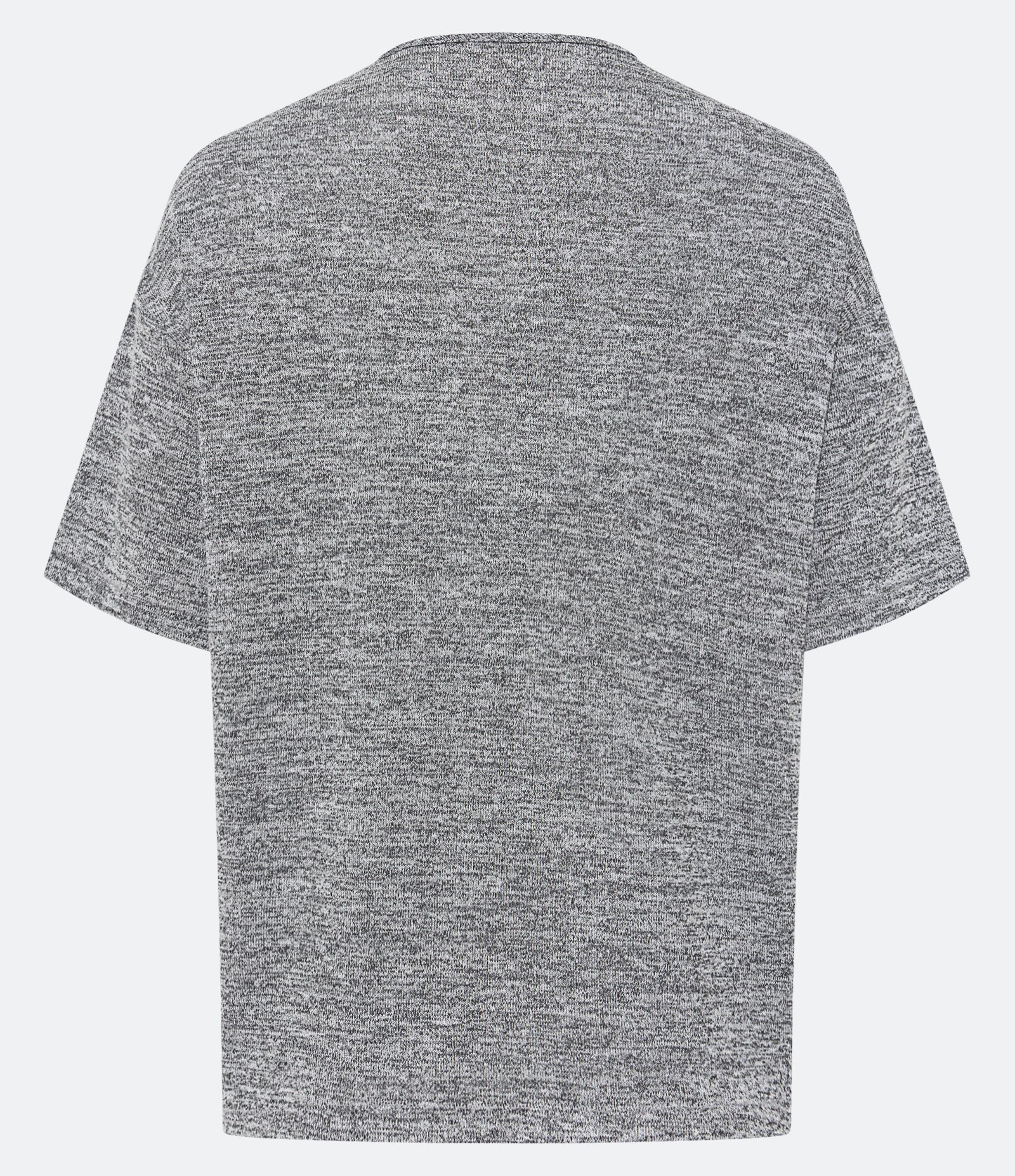 Blusa Manga Curta em Tricô Mescla com Recorte Frontal Costurado Cinza Mescla 3