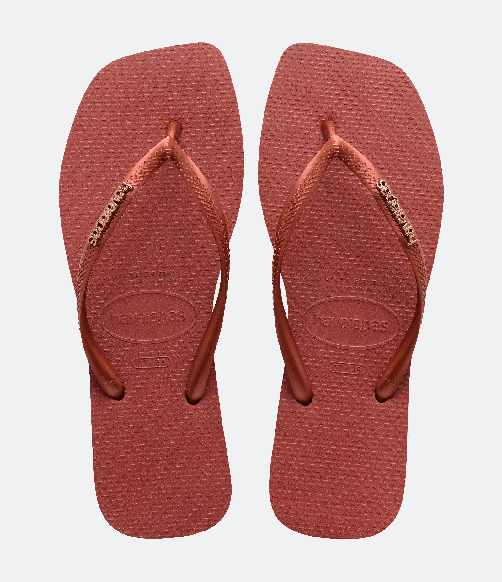 Chinelo Havaianas Slim Square em Bico Quadrado e Tiras Brilhosas Cobre 1