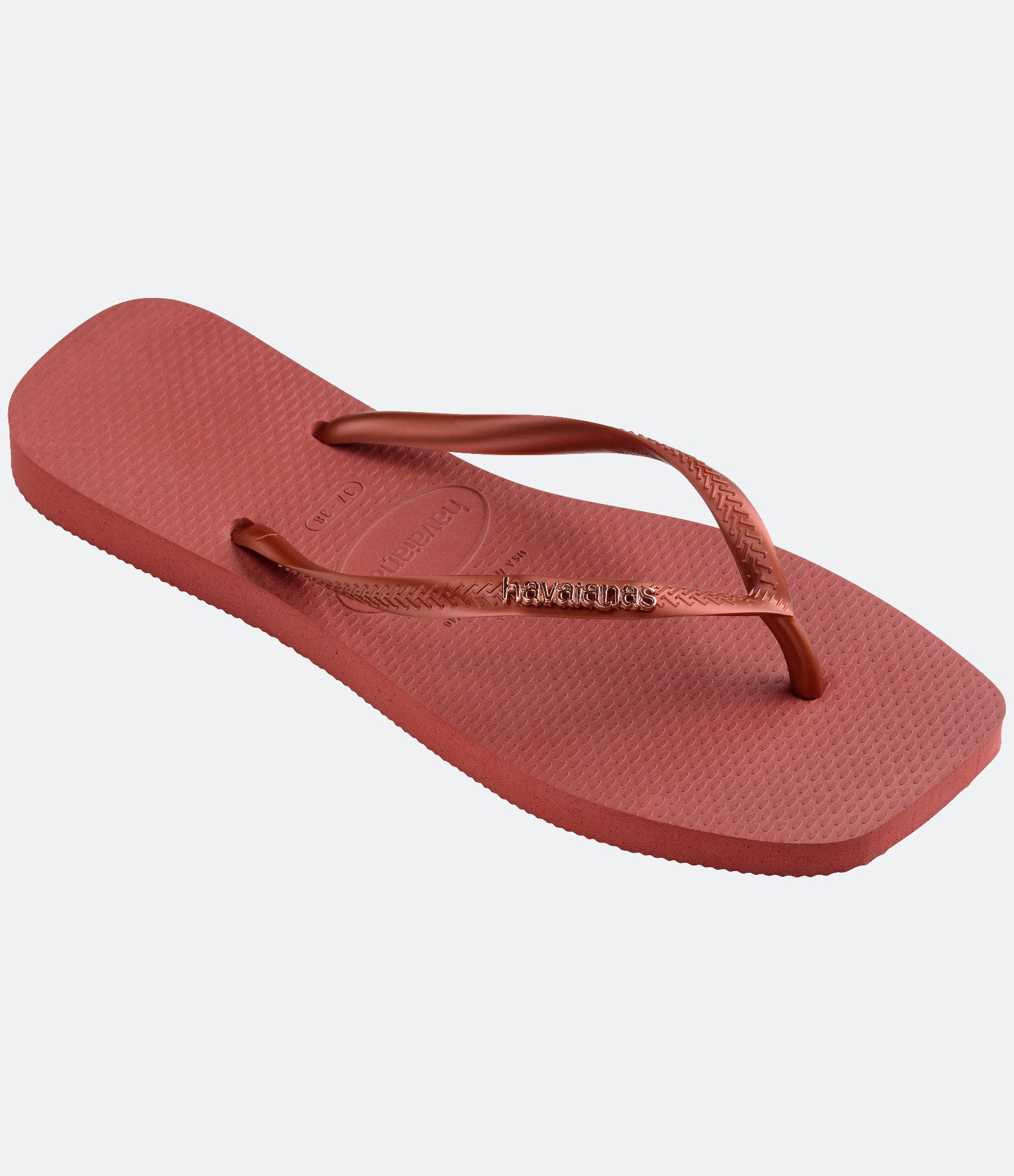 Chinelo Havaianas Slim Square em Bico Quadrado e Tiras Brilhosas Cobre 2