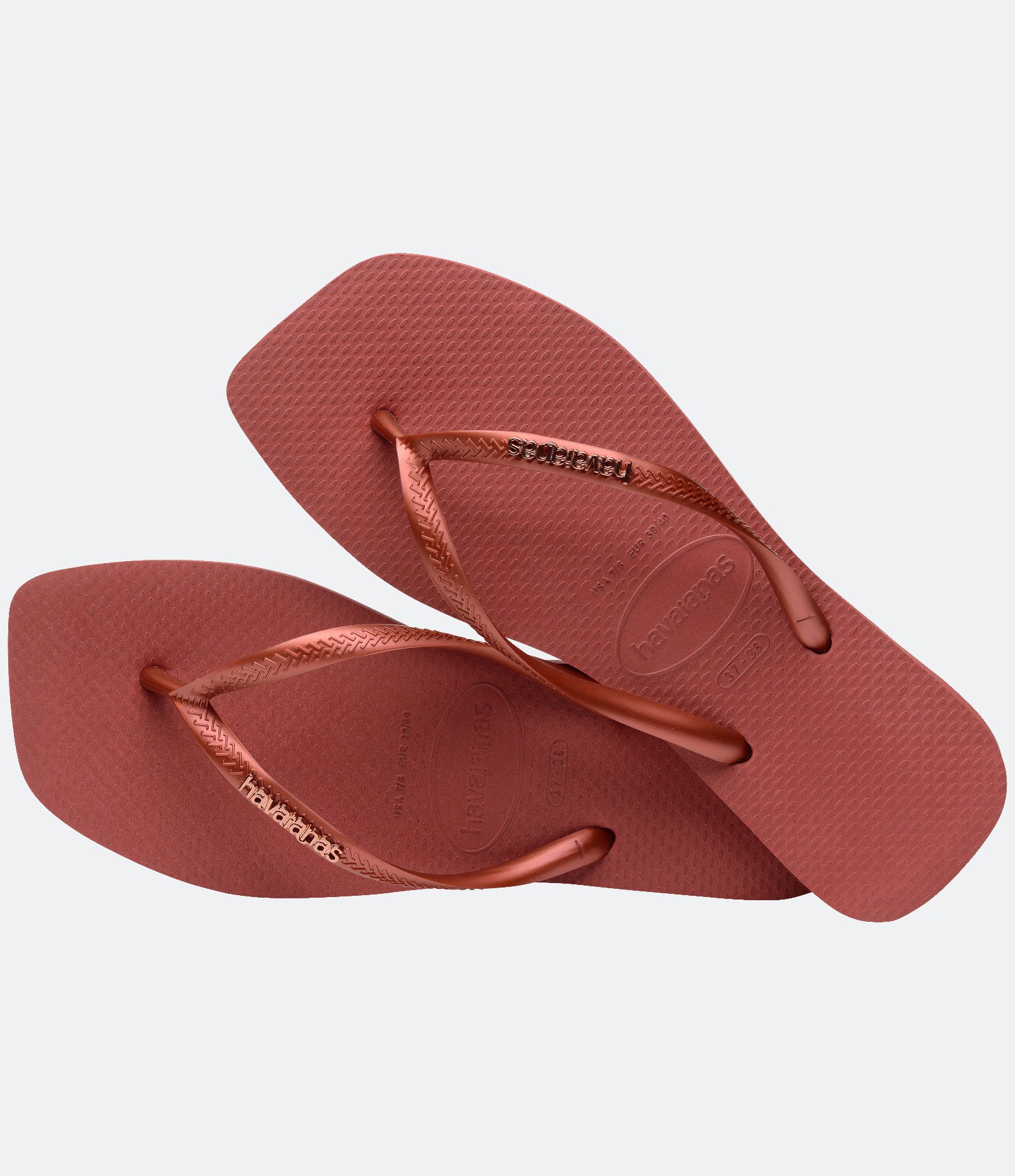 Chinelo Havaianas Slim Square em Bico Quadrado e Tiras Brilhosas Cobre 4