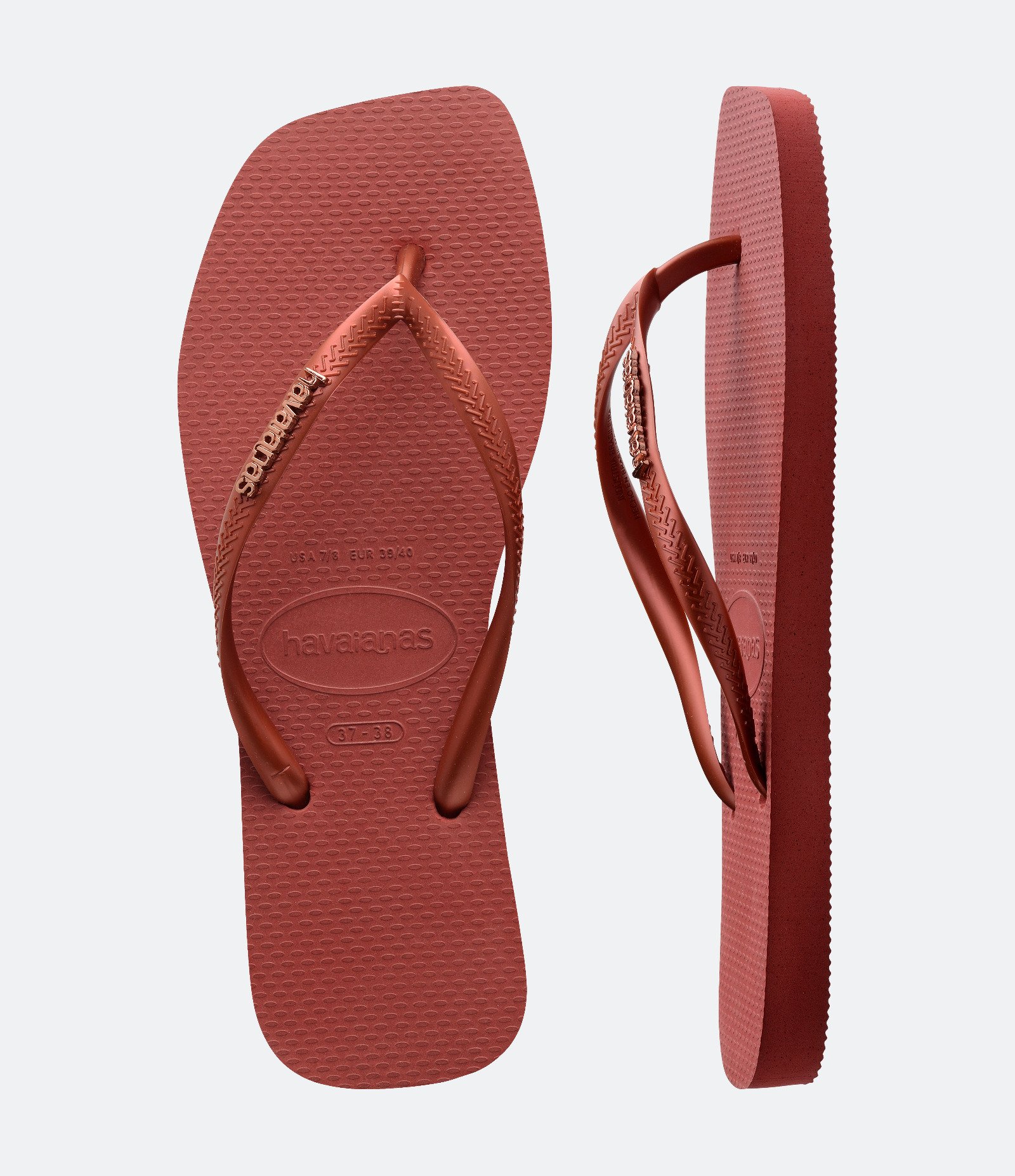 Chinelo Havaianas Slim Square em Bico Quadrado e Tiras Brilhosas Cobre 5