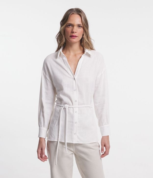 Camisa em Viscose com Amarração de Cordinha
