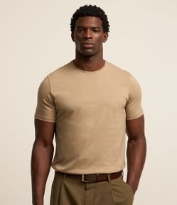 Camiseta Slim Básica em Algodão Peruano com Gola Redonda