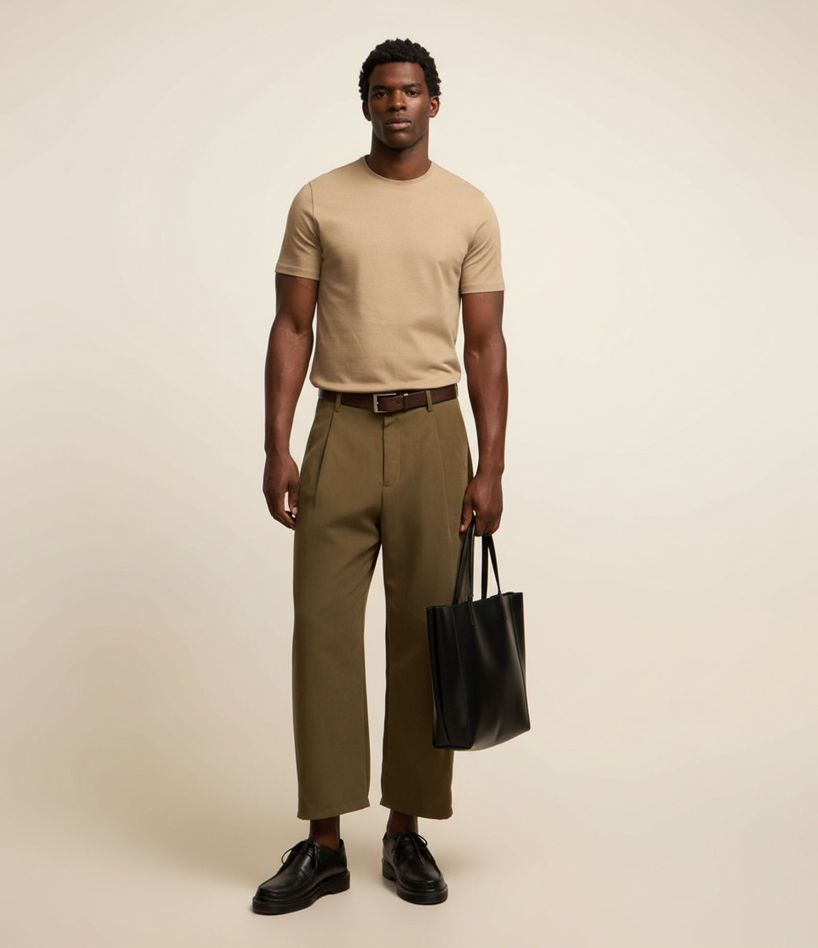 Camiseta Slim Básica em Algodão Peruano com Gola Redonda Bege 4