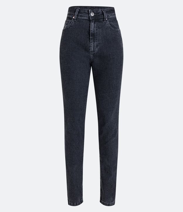 Calça Mom Jeans com Barra Destacada Preto 5