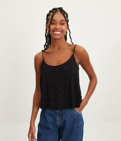 Blusa de Alcinha em Viscose com Brilhinhos