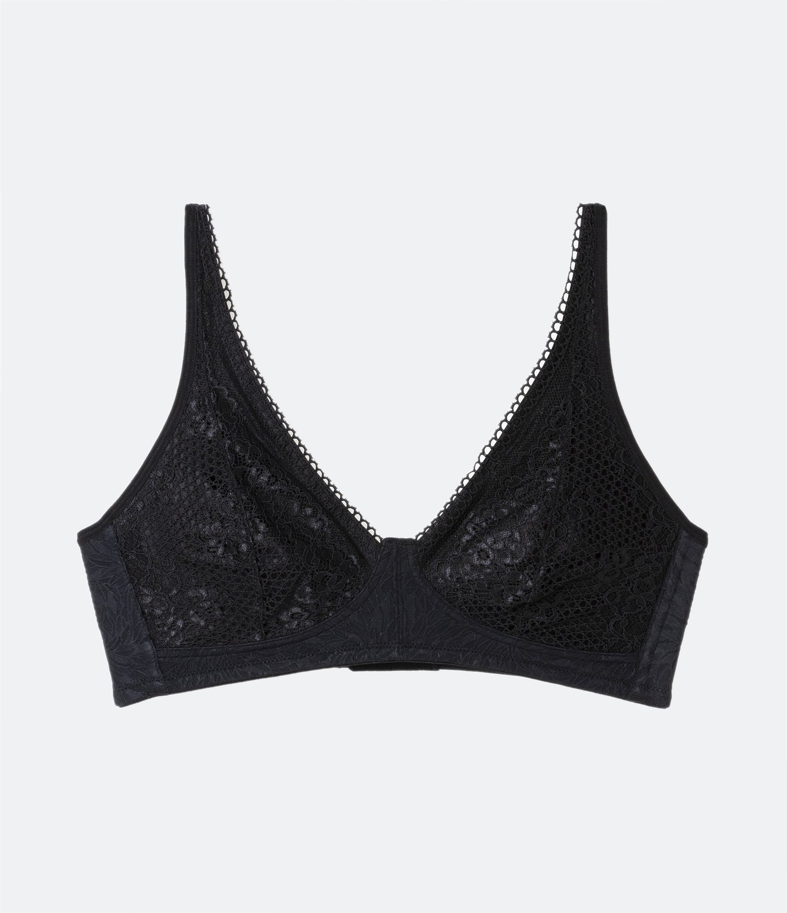 Sutiã sem Bojo sem Aro em Microfibra com Decote V e Textura Triumph Preto 4