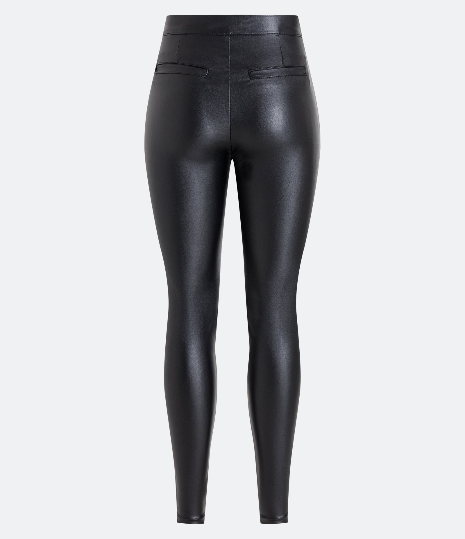 Calça Skinny em Sarja Resinada com Cintura Média Preto 2