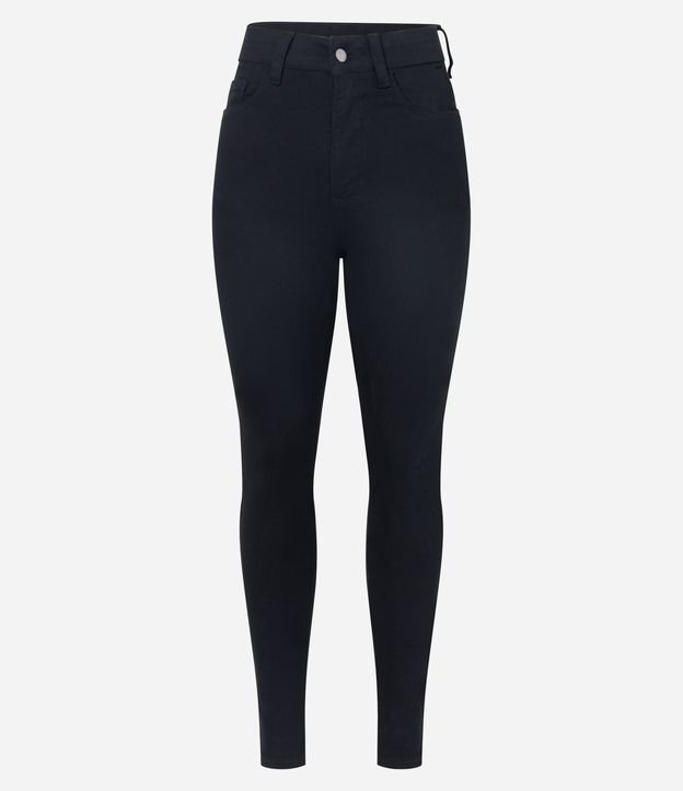 Calça Skinny Cintura Alta em Sarja com Bolsos