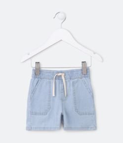Bermuda Infantil em Jeans com Bolsos Frontais - Tam 0 a 18 meses