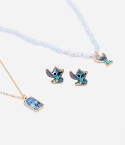 Conjunto de Colares e Brinco Infantis com Estampa do Stitch