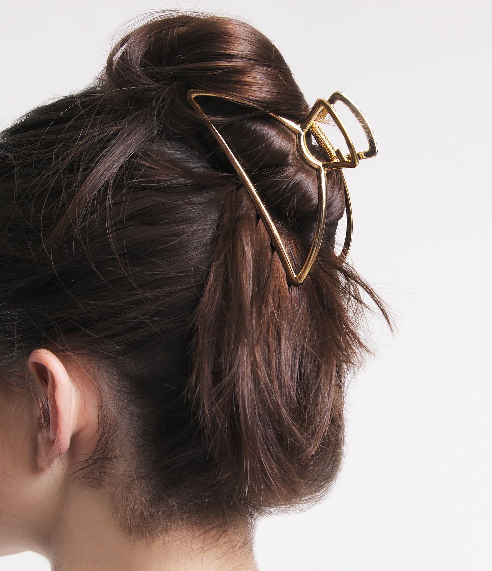 Piranha de Cabelo Meia Lua em Metal Dourado 1
