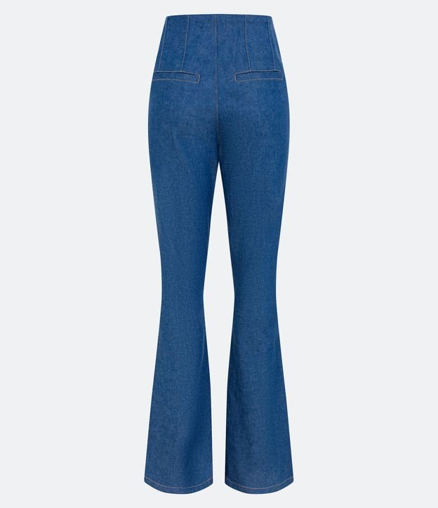 Calça Bootcut Jeans com Fenda na Barra Azul 7