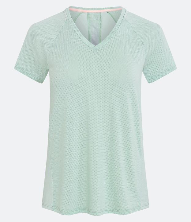 Camiseta Esportiva em Poliamida com Detalhe nas Costas e Estampa Lettering Verde Água 6