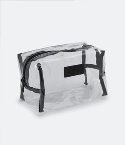 Necessaire Tijolo Transparente com Bordado Centralizado