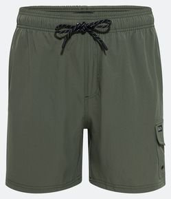 Bermuda de Banho em Ripstop com Bolso Cargo Lateral