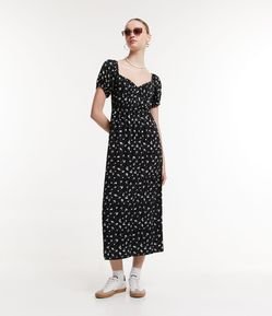 Vestido New Midi em Viscose Floral Liberty e Manga Bufante