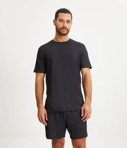Pijama Curto em Meia Malha com Efeito Marmorizado