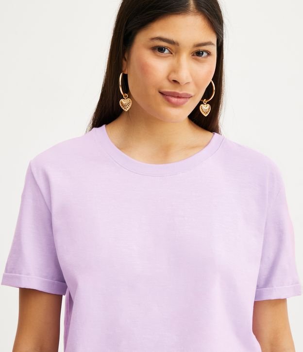 Blusa Cropped en Flamé con Manga Corta Violeta 4