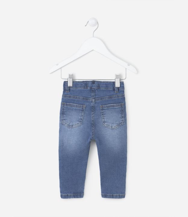 Calça Infantil Jeans com Suspensório - Tam 0 a 18 meses Azul 3