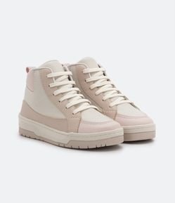 Tênis Abotinado Infantil com Recortes e Sola Bicolor - Tam 28 ao 35