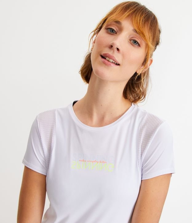 Camiseta Esportiva em Poliamida com Detalhe Texturizado na Cava Branco 4