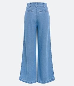 Calça Wide Leg Cintura Alta em Jeans com Amarração e Bolsos