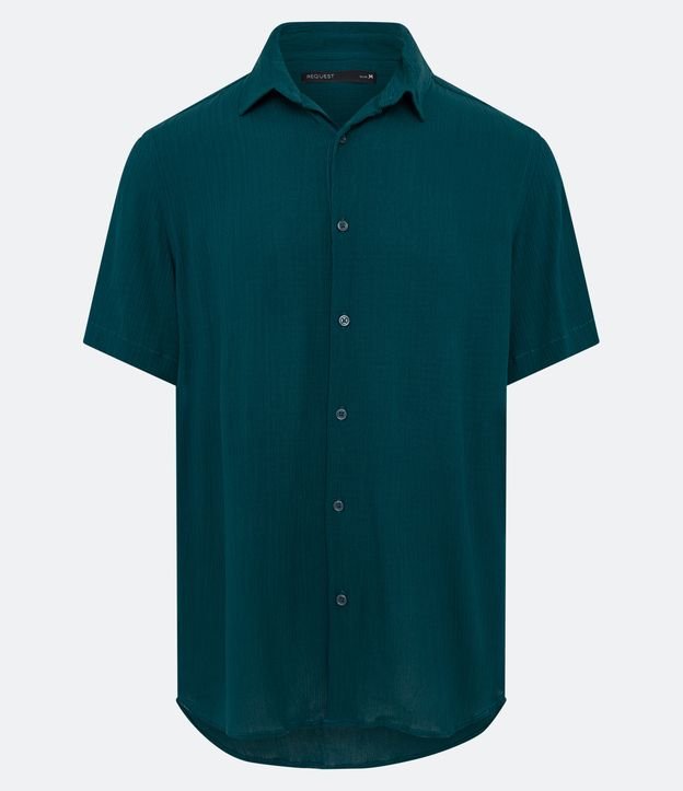 Camisa en Viscosa con Textura y Manga Corta Verde 7