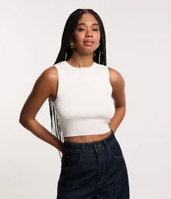 Blusa Regata Cropped em Viscose Canelada