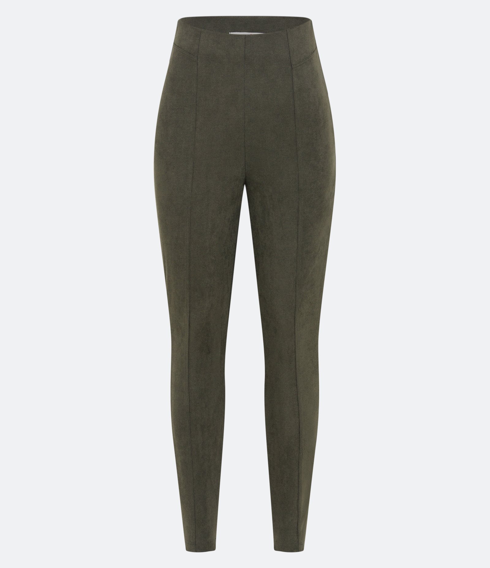 Calça Legging em Material Sintético com Frisos Verde Militar 5