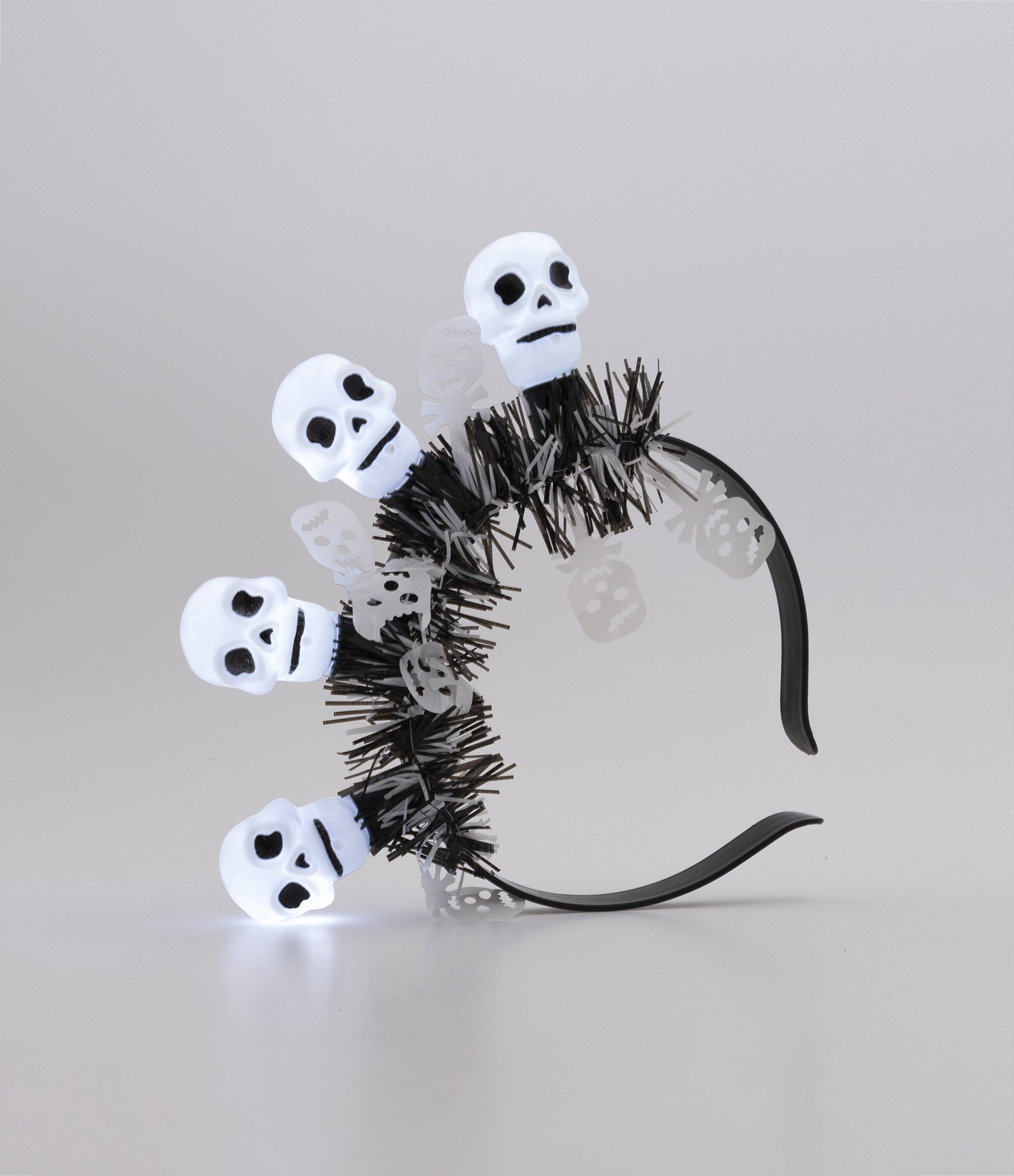 Tiara de Cabelo Infantil com Caveirinhas Luminosas - Tam U Branco 3