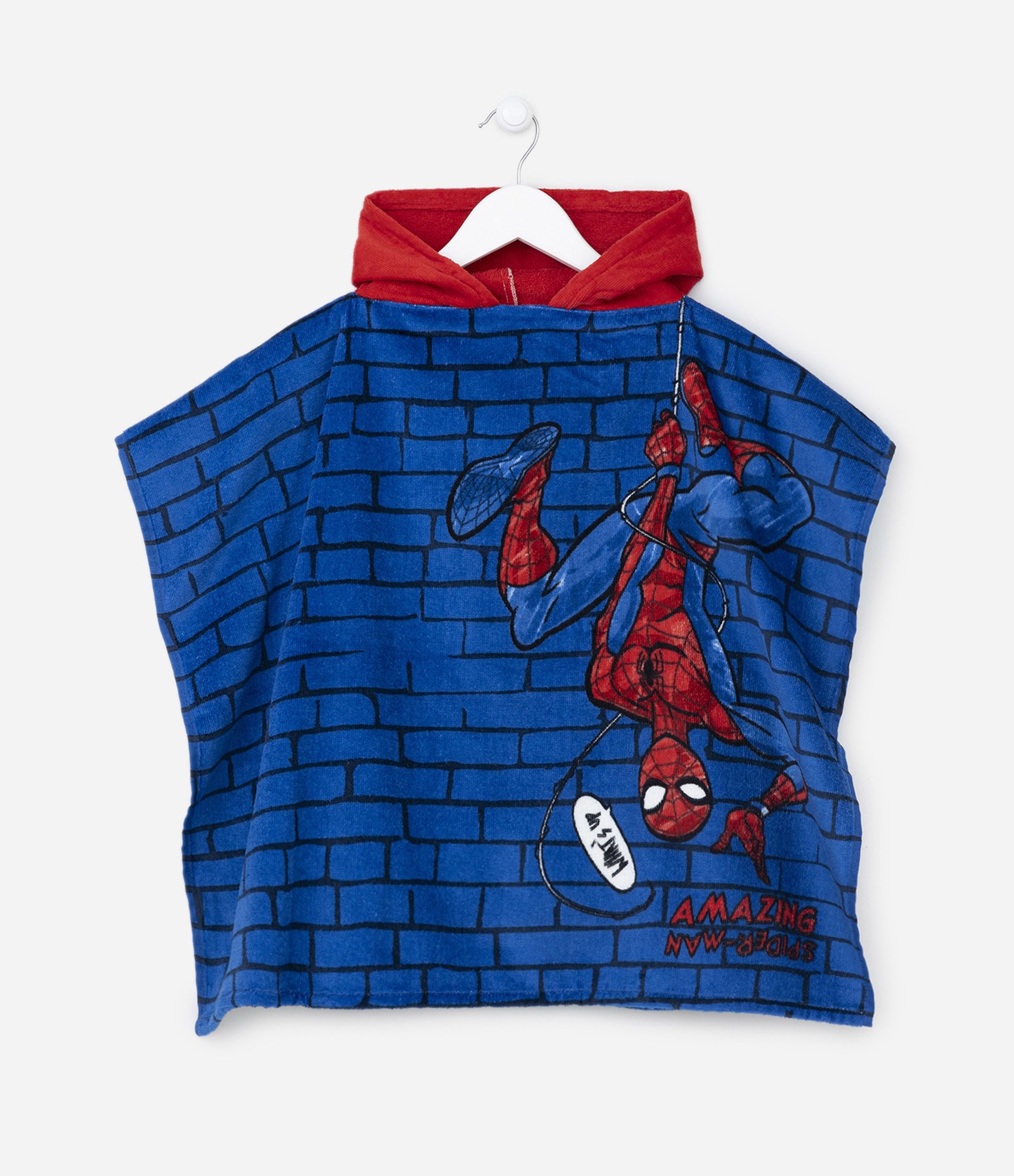 Poncho Infantil Atoalhada com Capuz e Estampa Homem Aranha Azul 1