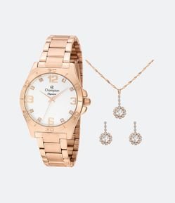 Kit Relógio Champion Analógico com Pulseira e Caixa em Metal CN28446E